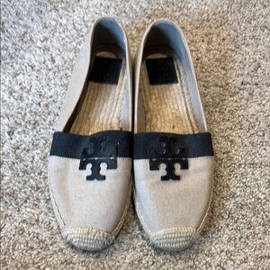 Tory Burch Tan and Black Espadrilles